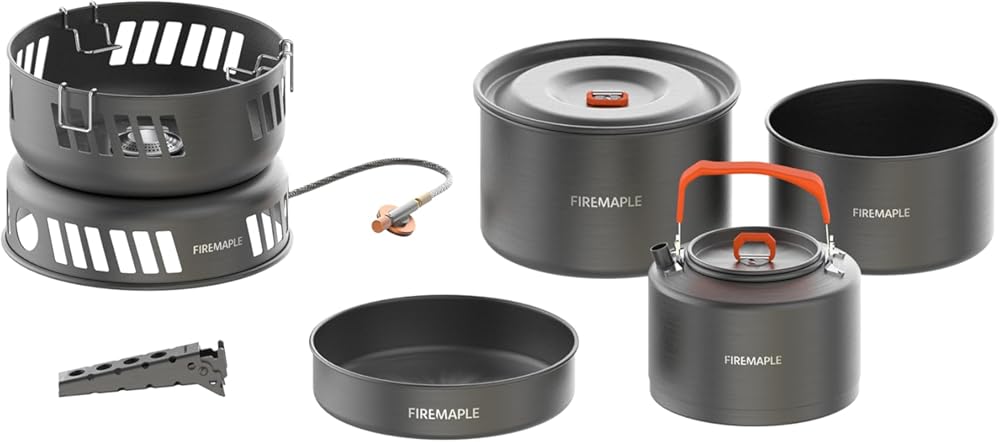 Fire Maple Versatile Outdoor Cooking Set Gas Stove Aluminum, Compact & Durable Camping Cookware Kit