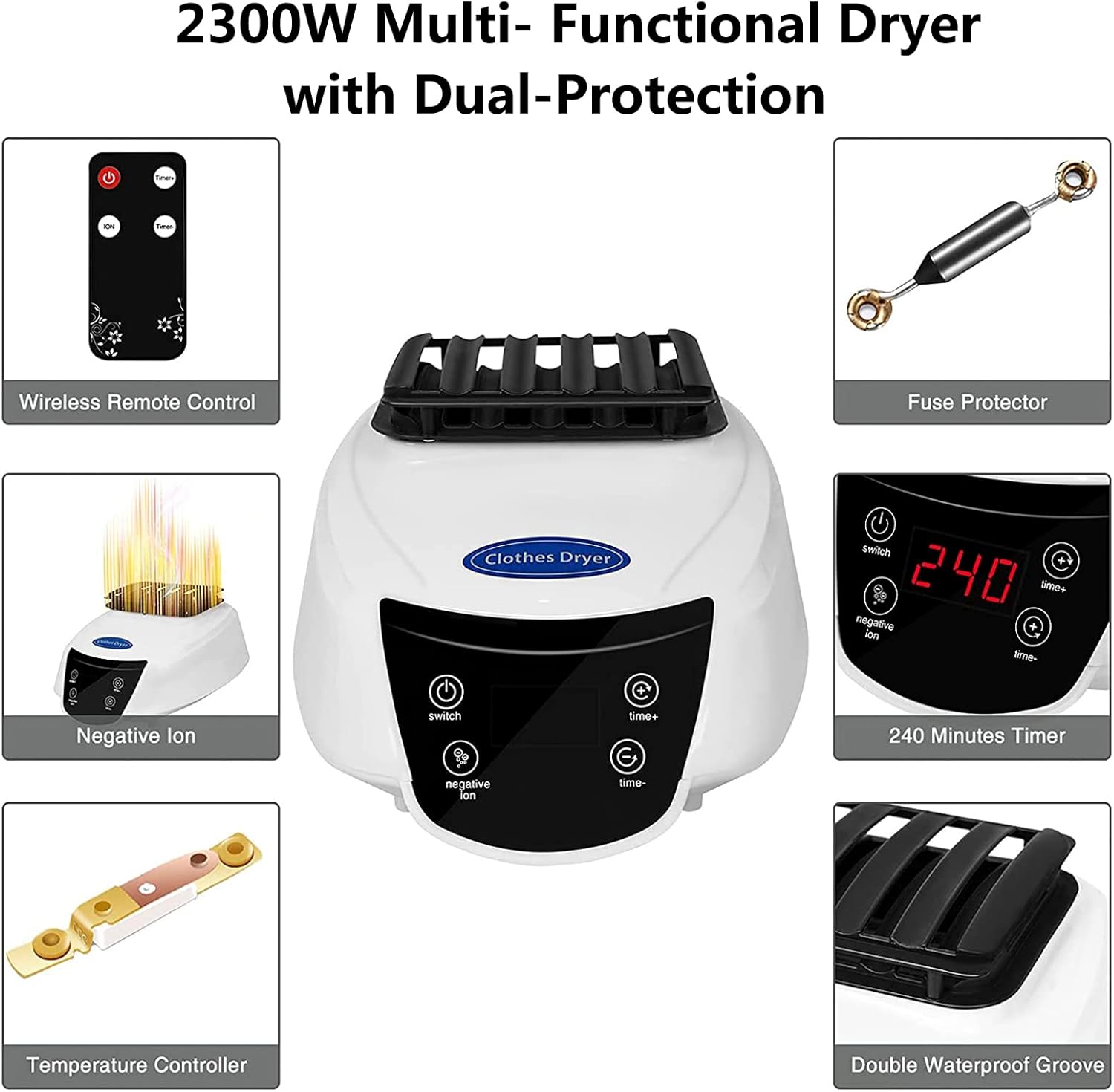 Electric Clothes Dryer with Remote Control and Timer, 1300W Large Capacity 2-Tier Heated Clothes Airer with Cover, Indoor Foldable Electric Clothes Airer Drying Rack, Overheat Protection,Grey