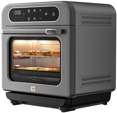 CIARRA 8-in-1 Steam Oven Countertop with Air Fryer, 13QT Mini Convection Toaster Oven with Steam, Rapid Steam, Air Fry, Vapor Bake, Steam Clean, Bake, Dried, Ferment, Grey