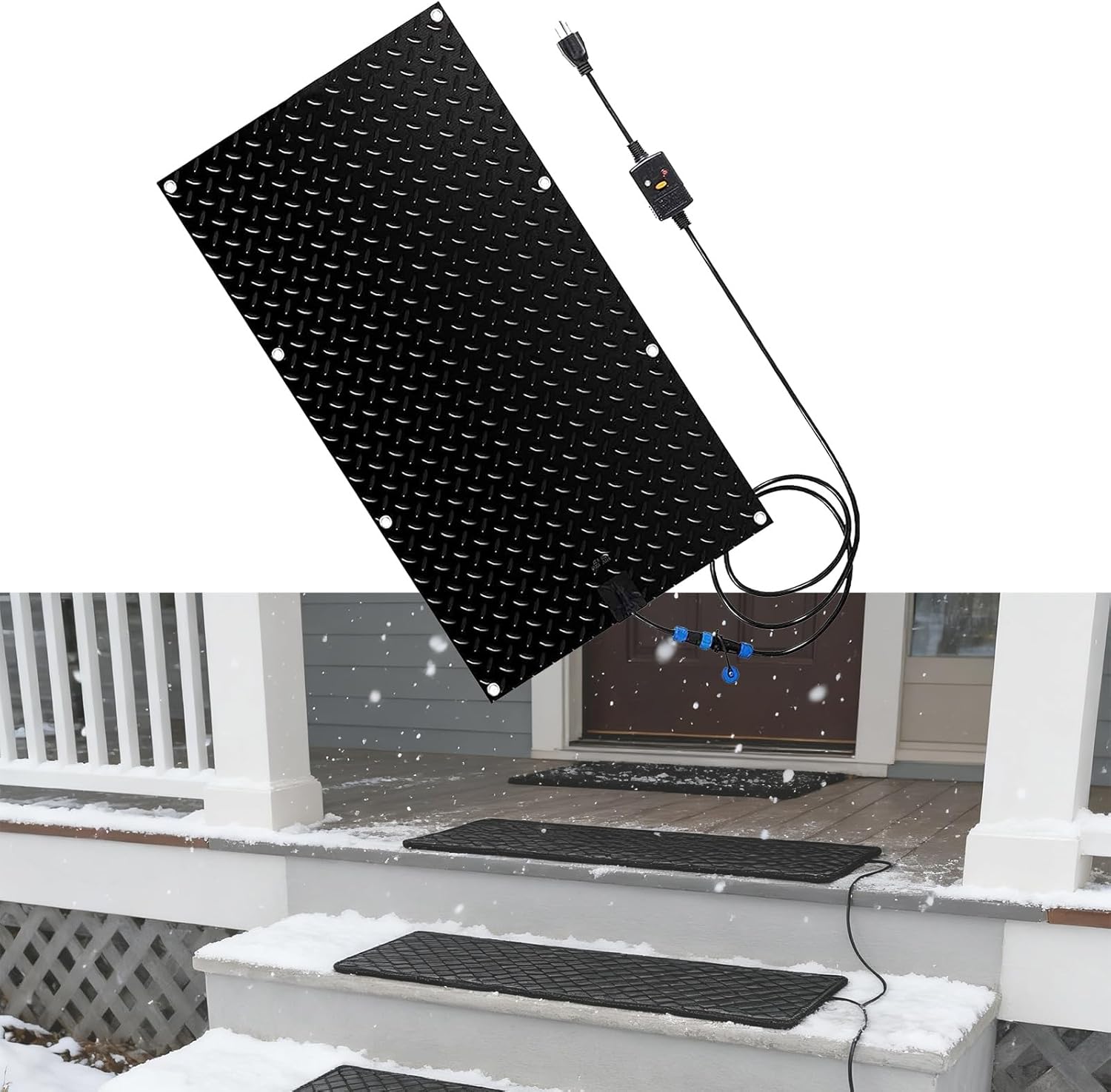 Heated Snow Melting Walkway Mat, Heated Snow&Ice Melting Stair Mat, Outdoor No Slip Heated Door Mat for Driveway Walkway Decks and Sidewalks,No More Shoveling, Salting and Slipping(1 Pcs,10