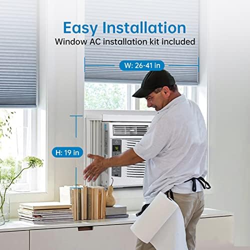 Window Air Conditioner, 6000 BTU for Rooms up to 250 Sq. Ft.- WiFi Enabled, Maintains Window View & Natural Light, 3 Fan Speeds, Timer, Ultra Quiet, Energy Savings, Easy Install