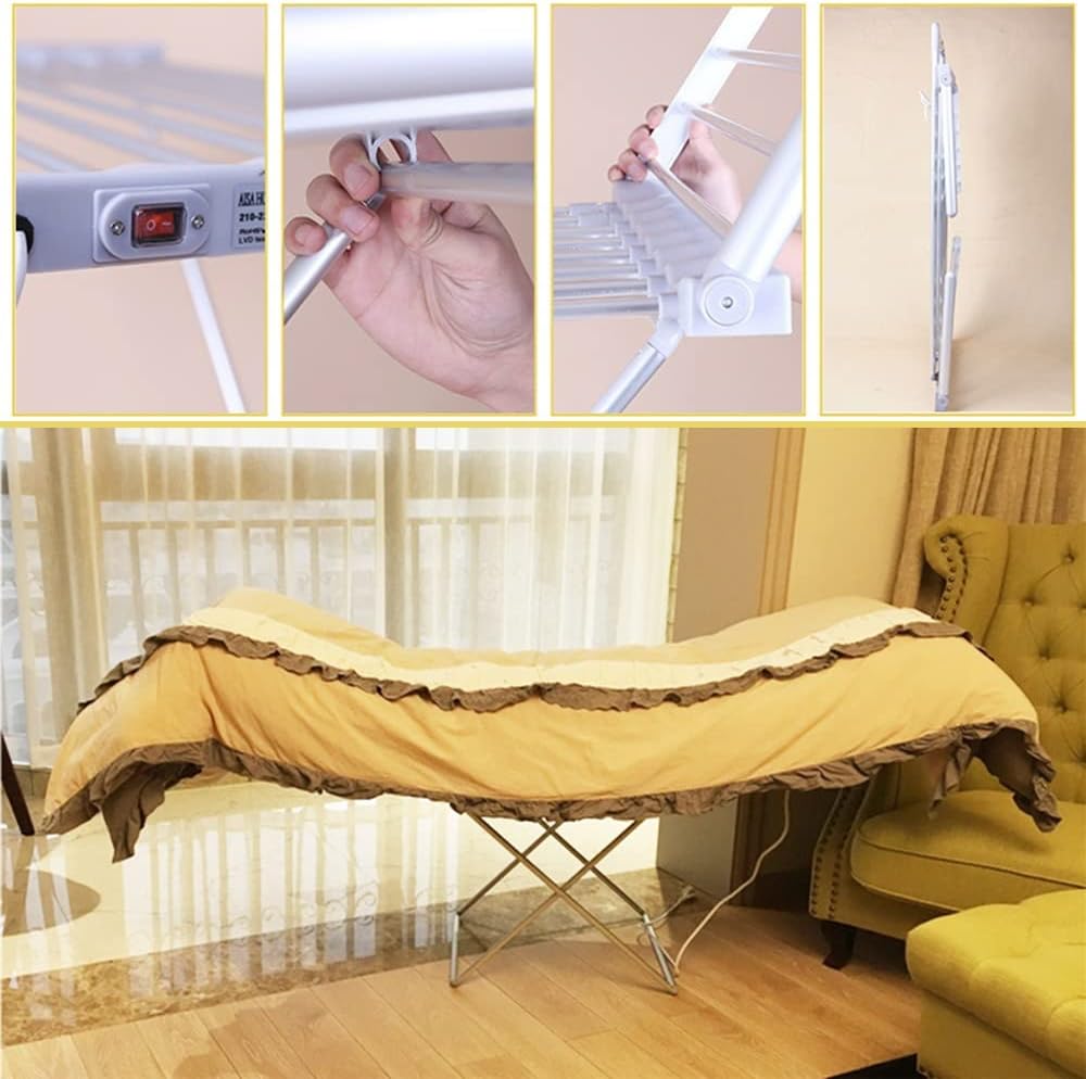 Electric Heated Clothes Airer Dryer - Towel Warmer, 230W Fast Laundry Washing Dr 230W Fast Laundry Washing Drying Indoor Horse Rack, Efficient Laundry Drying Rack for Clothes, Towels, Linens