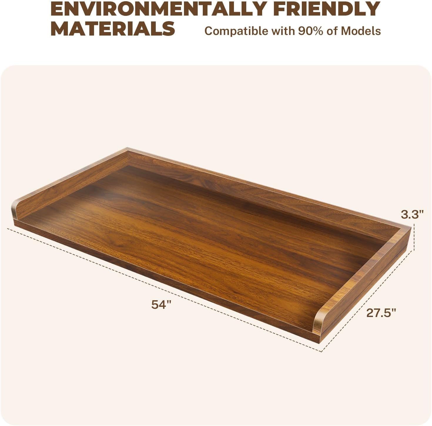 FAHKNS Washer Dryer Countertop - Wood Laundry Washer Dryer Topper with Anti-Slip Mat, 54