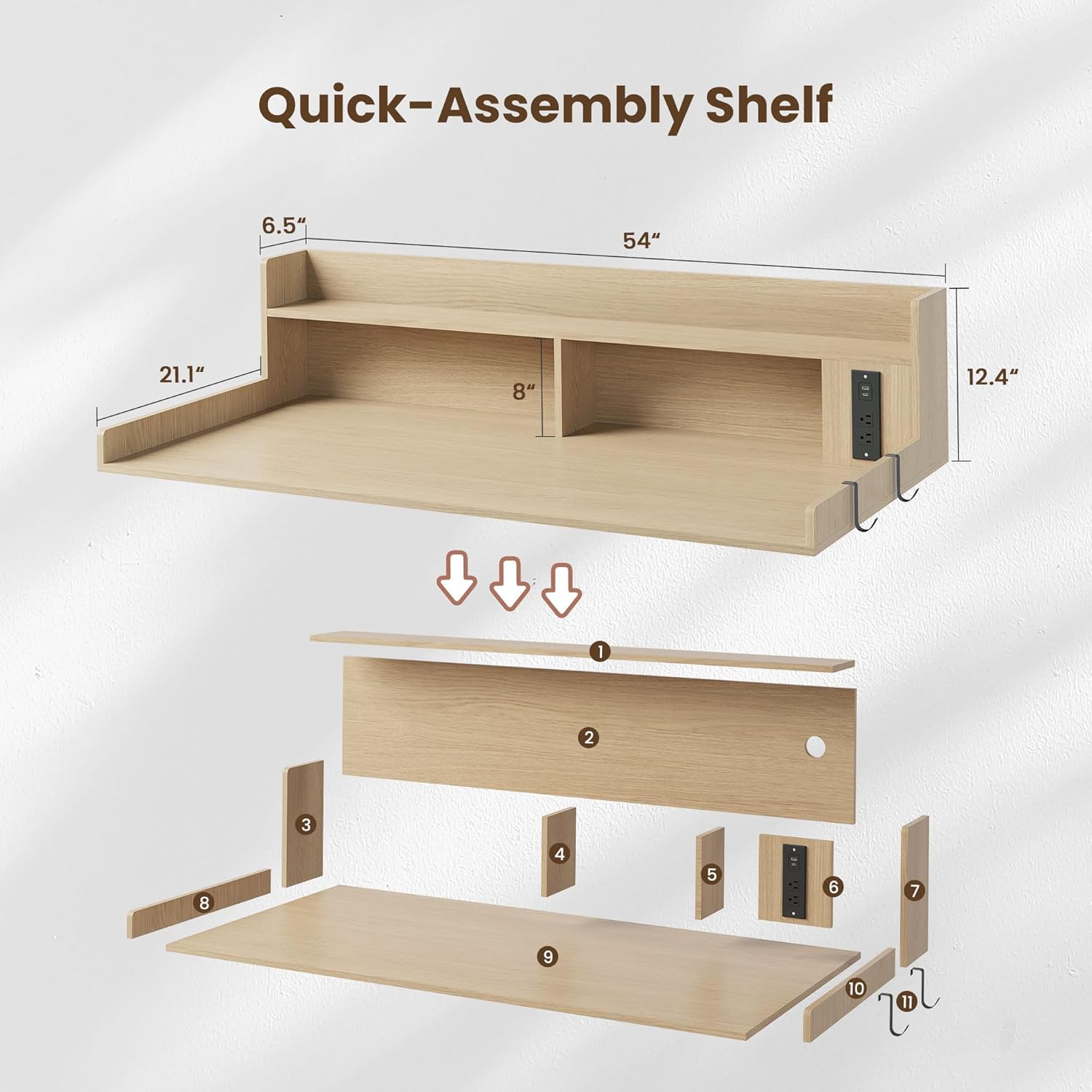 Upgraded 2-Tier Washer and Dryer Countertop with Power Outlet,54