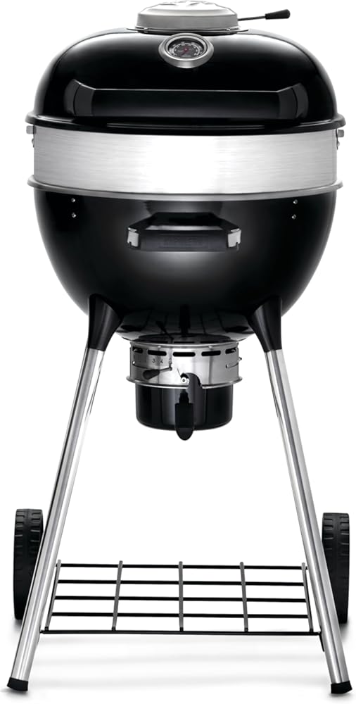 Napoleon PRO18 Compact Charcoal Kettle Grill, Black, Porcelain-Enameled Lid and Bowl, Chrome-Plated Cooking Grid
