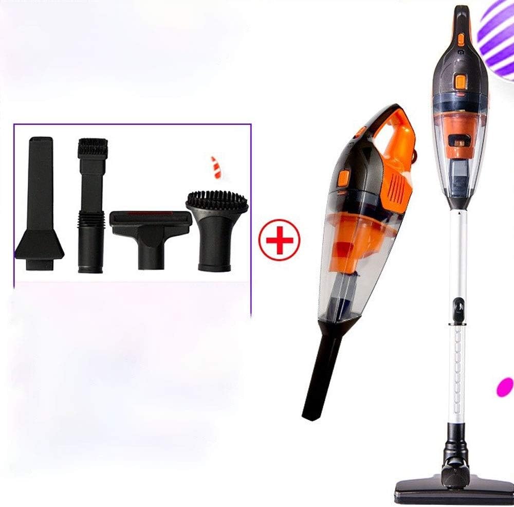 Wireless Vacuum Cordless Vacuum Cleaner, Powerful Suction Stick and Handheld Light Weight Bagless Large-Capacity Dust Cup Vacuum Ideal for Hard Floor Carpet Pet Hair for Home (Color : Orange