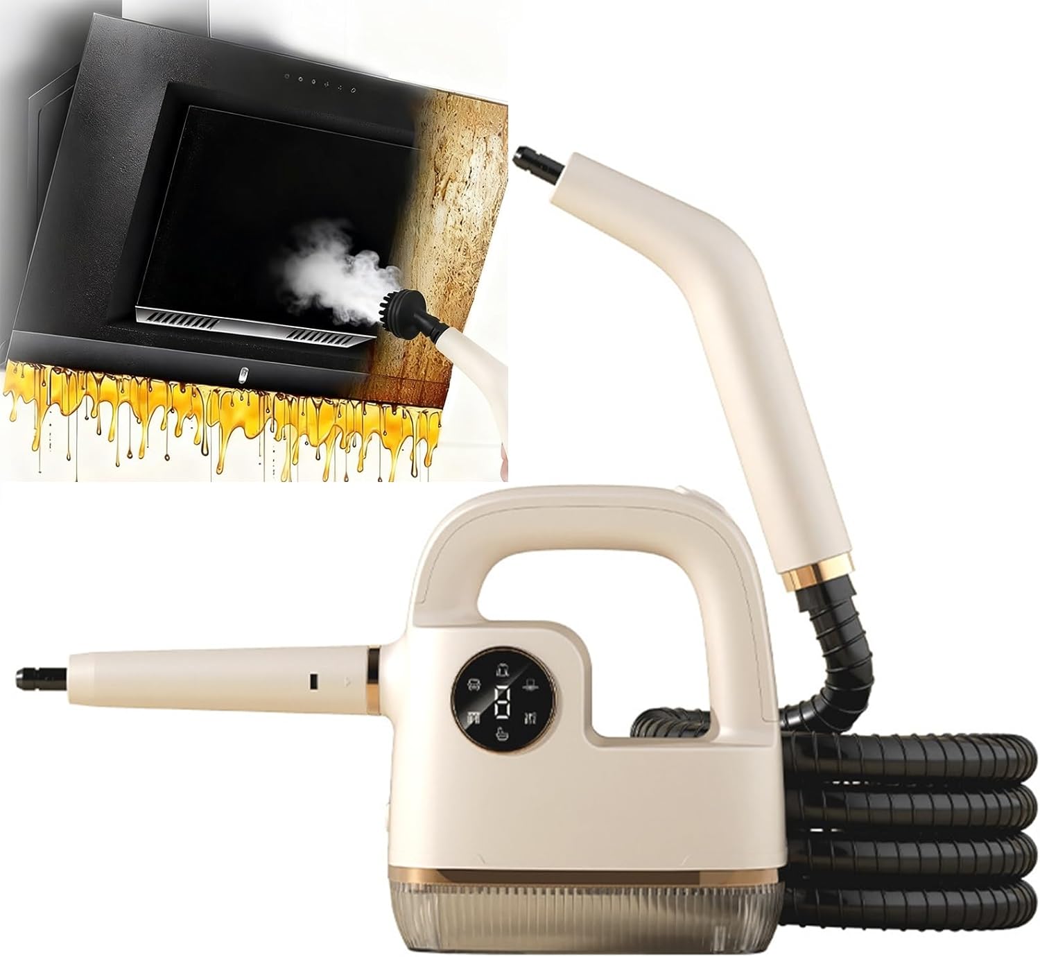 Portable High Temperature Steam Cleaner Set, Multipurpose Handheld Steamer for Cleaning, 1500W Pressure Steamers for Home, Car Detailing, Furniture, Kitchen, Grout Floor Tile