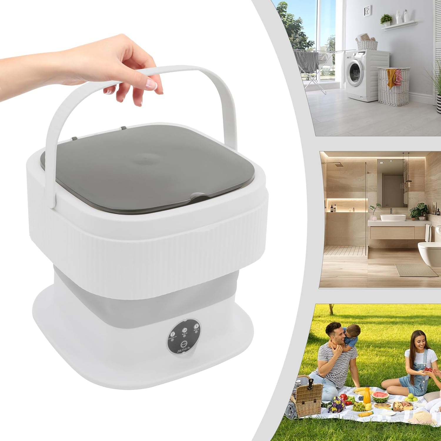 Portable Washing Machine, 10L Mini Foldable Washer Small Washing Machine Deep Cleaning for Underwear, Baby Clothes, Suitable for Apartments, Dormitories, Travel