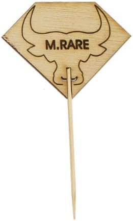 PacknWood 209BBRUMPYMEDRA 3.7 In. Diamond Shaped Medium Rare Steak Marker With Bull Head, Pack Of 1000