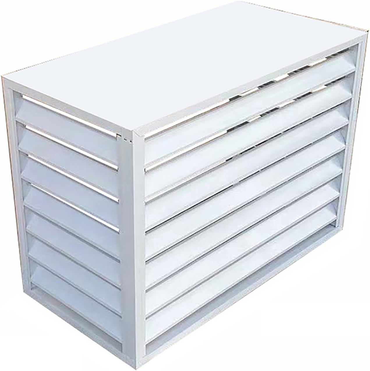 Ac Covers for Outside Air Conditioner Cover Fence Ac Unit Cover Metal, Noise Reduction, for Outdoor Hide and Privacy Bianco 4 Sides for 2~3