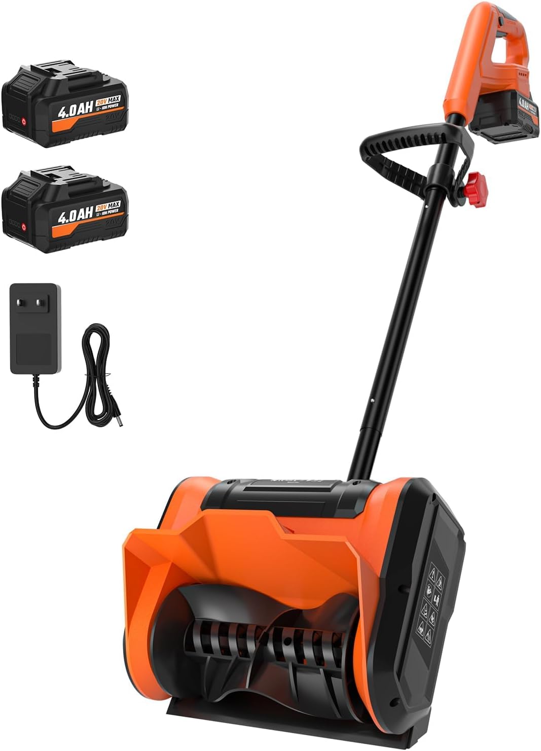 Snow Shovel Cordless, 20V | 10 Inch Electric Snow Blower with 2 X 4.0Ah Replaceable Batteries & Charger Up to 50 Mins, Battery Operated Snow Blower with Adjustable Front Handle, Lightweight