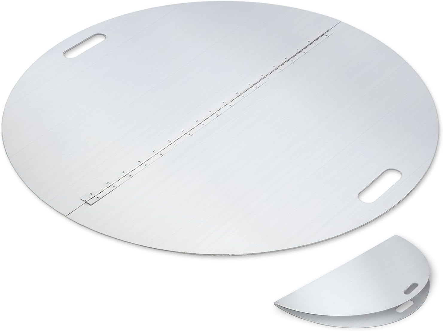 40 Inch Round Fire Pit Lid, Stainless Steel Fire Pit Cover Round, Firepit Heat Deflector & Snuffer, Heavy-Duty 3mm Thickness Steel Fire Pit Cover for Patio Firepits