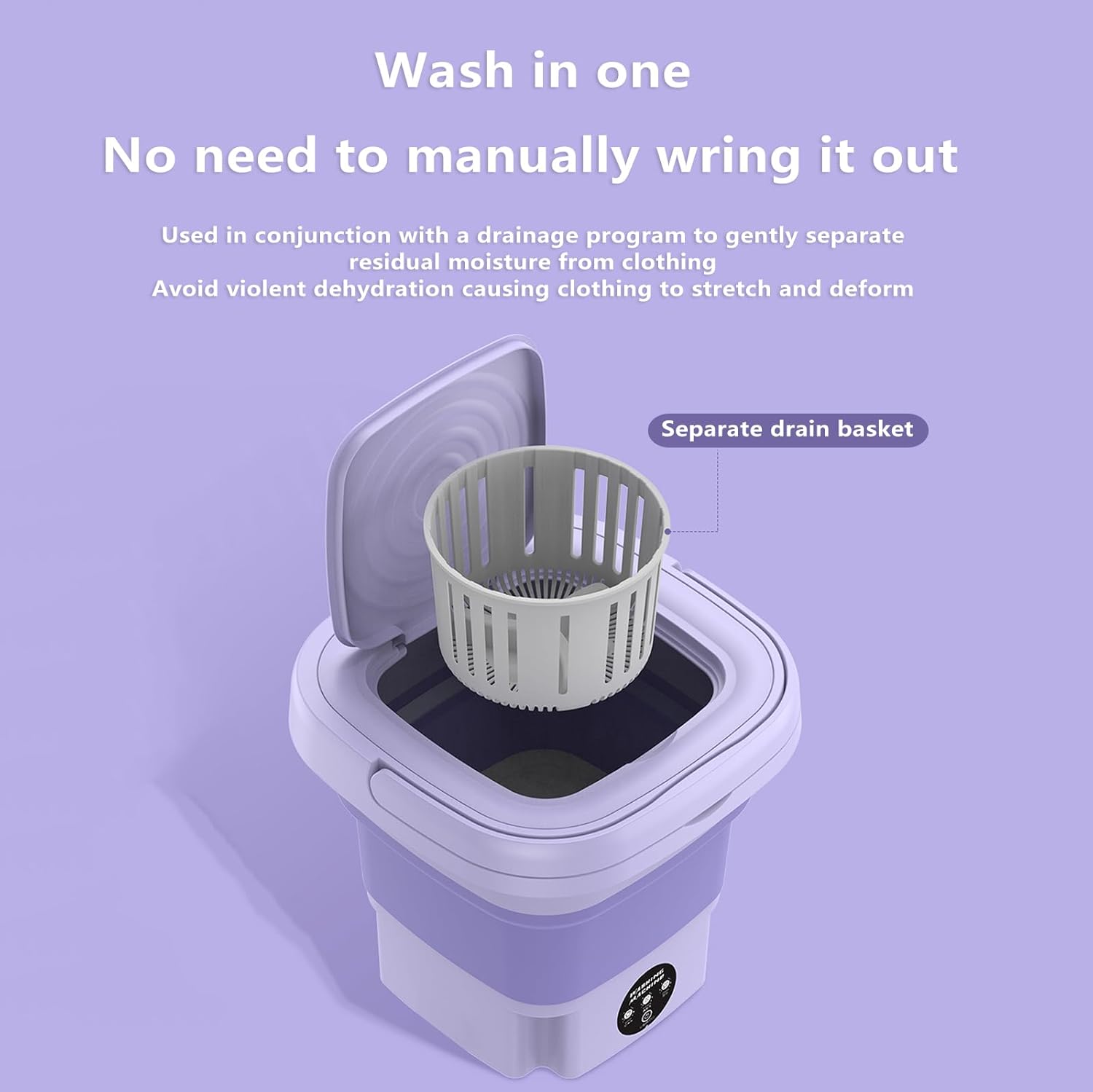 Portable Washing Machine,Mini Washer 8L Upgraded with Spin Basket,Small Clothes Folding Washing Machine of Underwear, Baby and Small Clothes,Suitable for Home Apartments Dormitories,Purple
