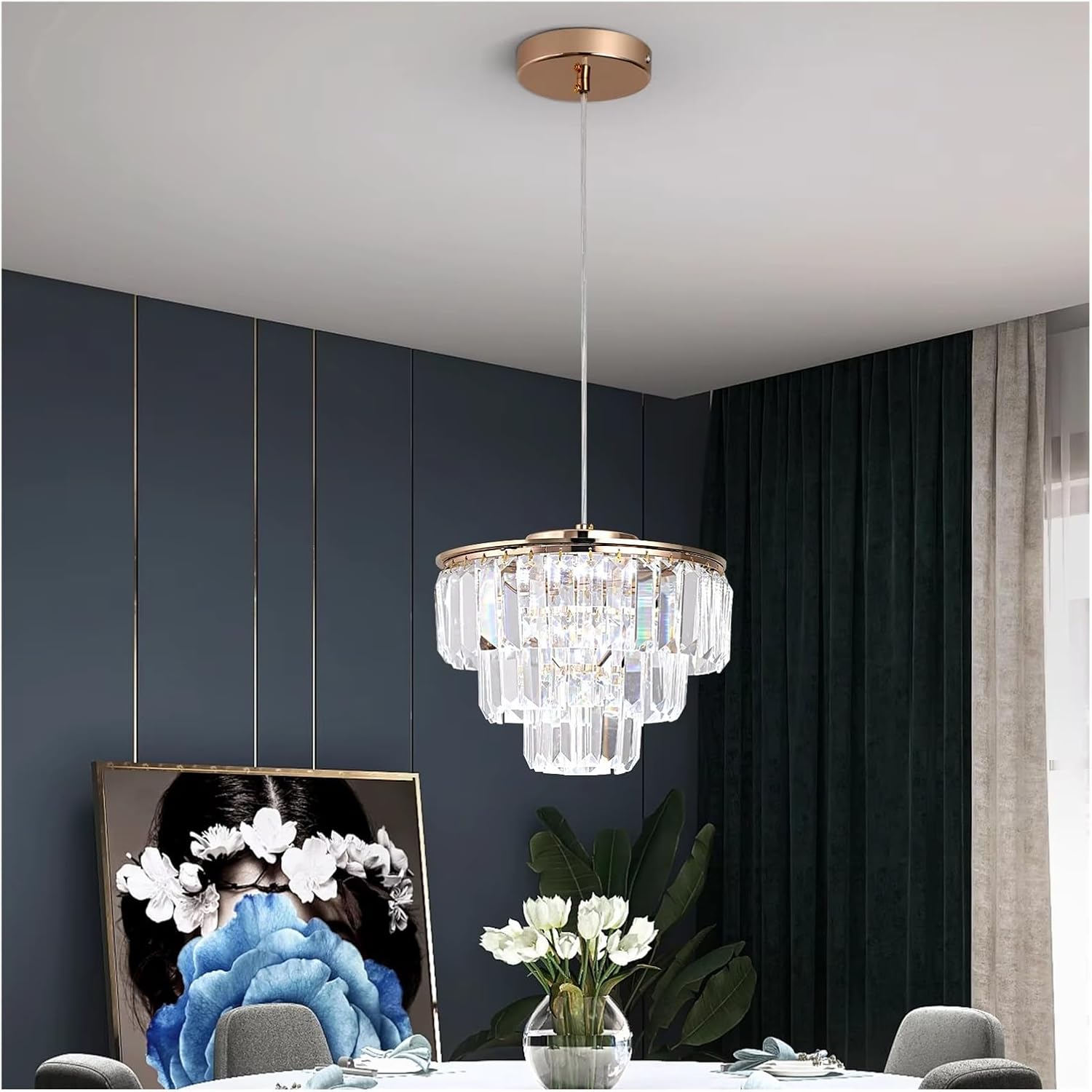 Modern Pendant Light K9 Crystal Led Chandelier Kitchen Island Decor Hanging Fixture Living Dining Room,Household