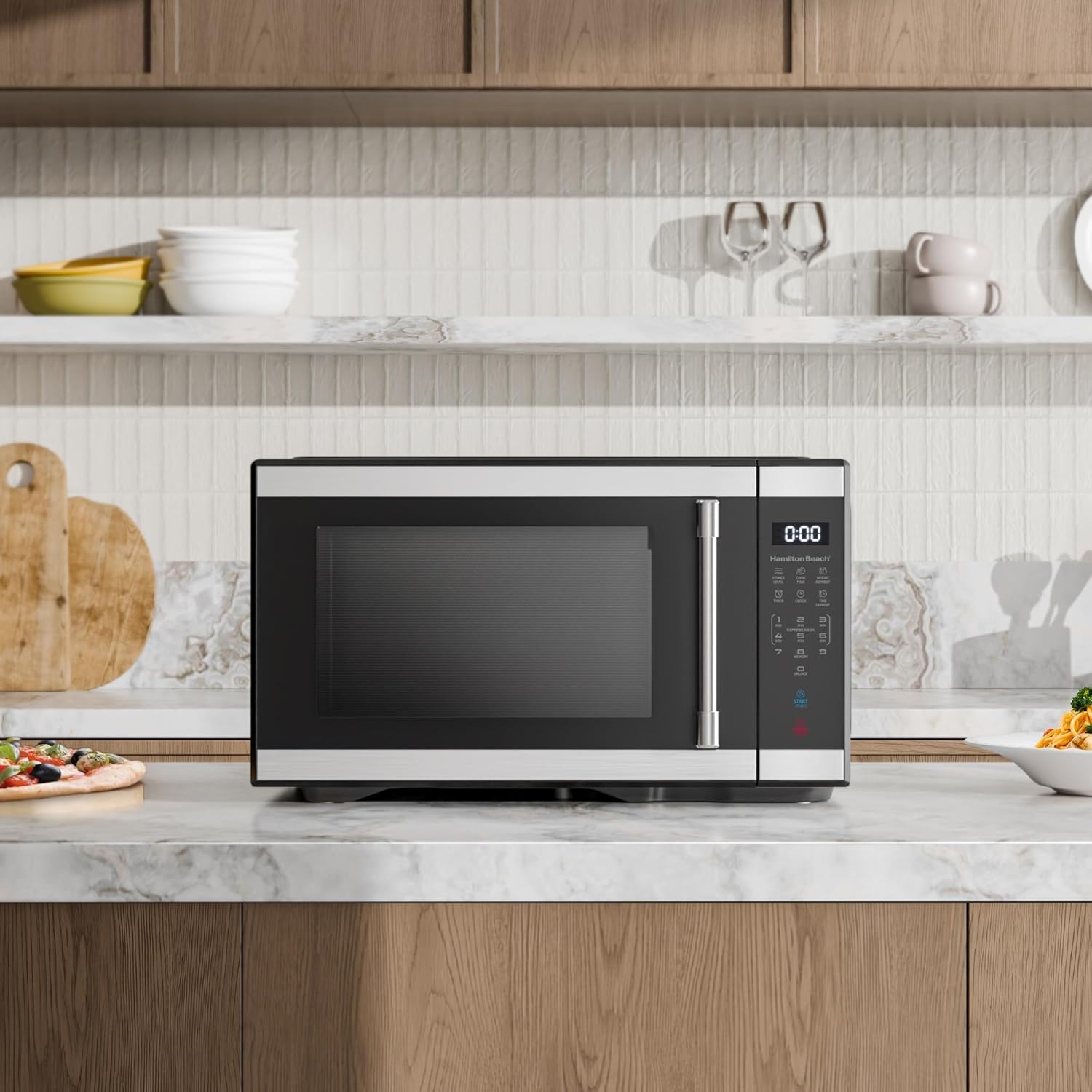 Hamiltan Beach 1.1 Cu. Ft. Countertop Microwave Oven, Stainless Steel