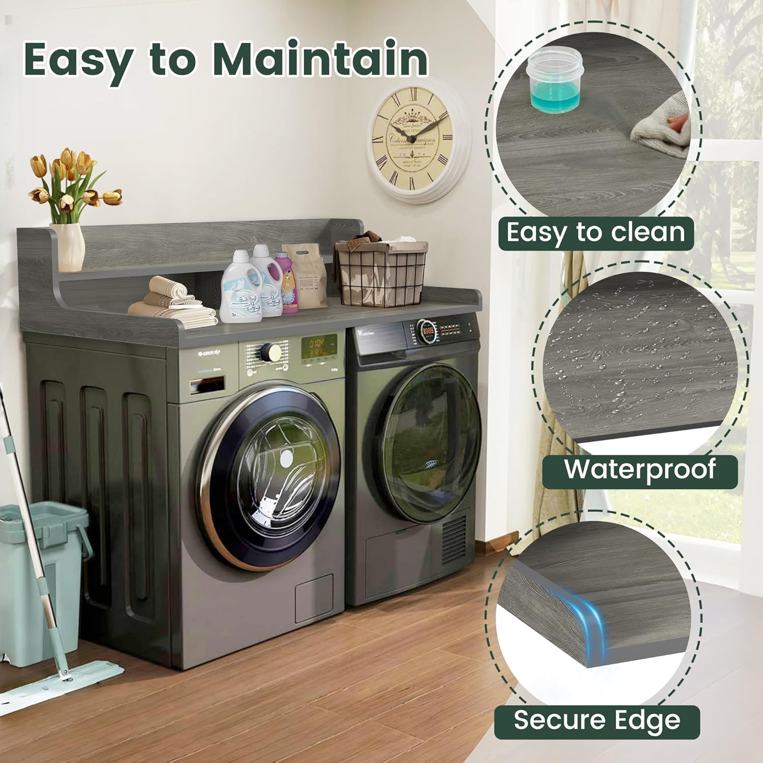 Washer Dryer Countertop with 2-Tier Shelf, 3