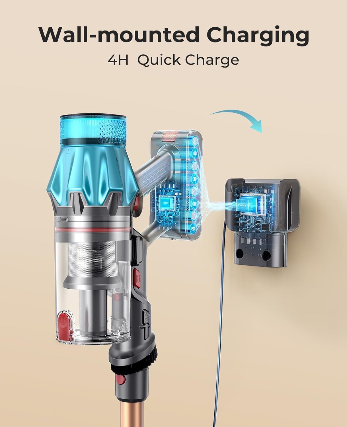 Cordless Vacuum Cleaner 550W/45Kpa, Stick Vacuum Cleaners 60 Mins Max Runtime with Charging Dock, Self-Standing Handheld Vacuum with Touch Display, 6-in-1 Vacuum Cleaner for Carpet/Hard Floor/Pet Hair