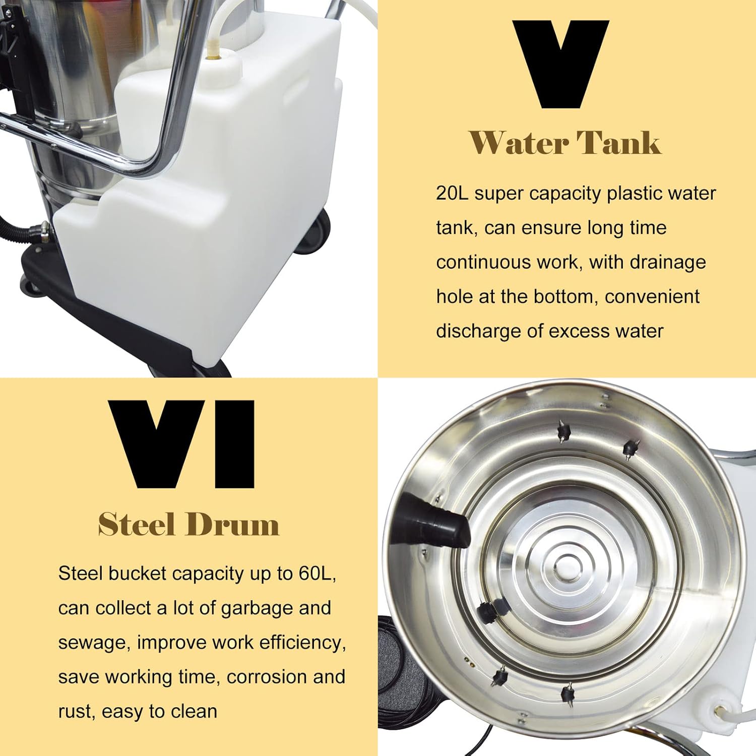 INTBUYING Carpet Cleaning Machine 80L/21Gal Carpet Extractor Multifunctional Wet and Dry Vacuum Cleaner 3 in 1 Stainless Steel Portable Upholstery Cleaner Sofa Curtain Cleaning Machine 2000W 110V