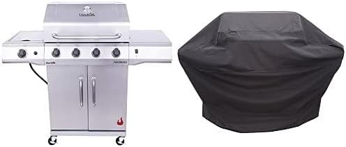 Char-Broil 463354021 Performance 4-Burner Cabinet Style Liquid Propane Gas Grill, Stainless Steel & Performance Grill Cover, 3-4 Burner: Large