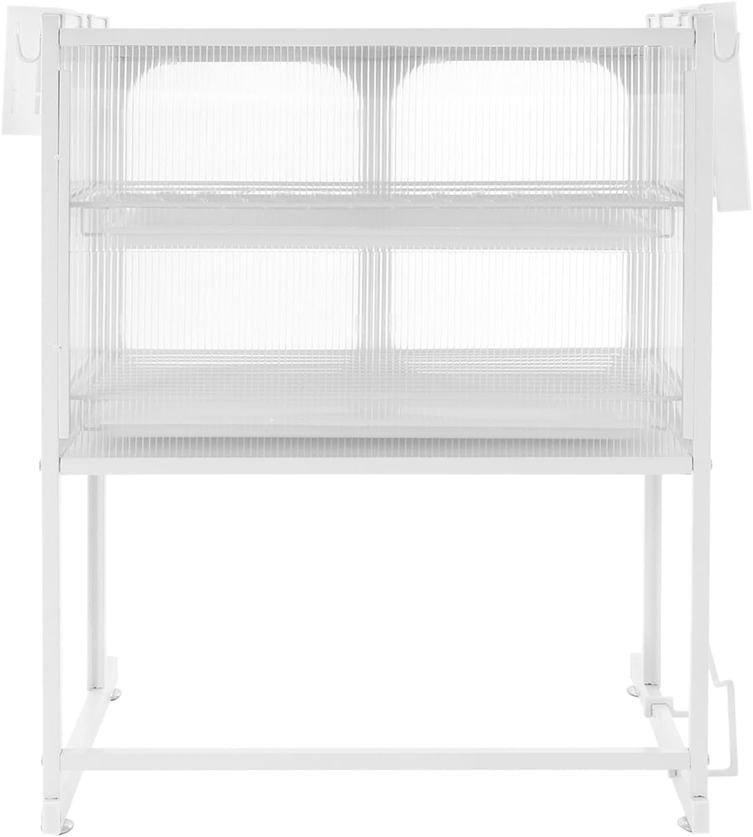 Microwave Oven Rack, Kitchen Dish Shelf Metal Microwave Counter Stand with Storage Cabinet Draining Tray Multifunctional Countertop Organizer for Utensils Tableware