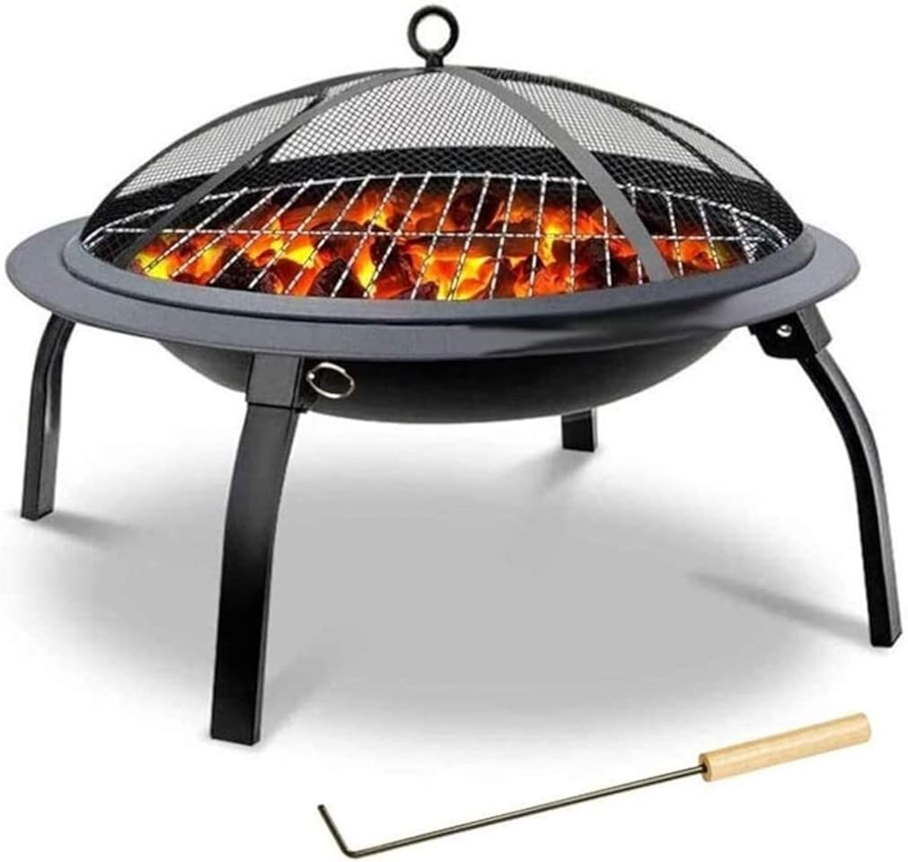 Fire Pits Outdoor Wood Burning Outdoor Fire Large Bonfire Wood Burning Patio Coal Grill Firepit for Outside Grill Charcoal Smokeless Grill with Spark Screen with Cover BBQ Cooking for Outside Camping