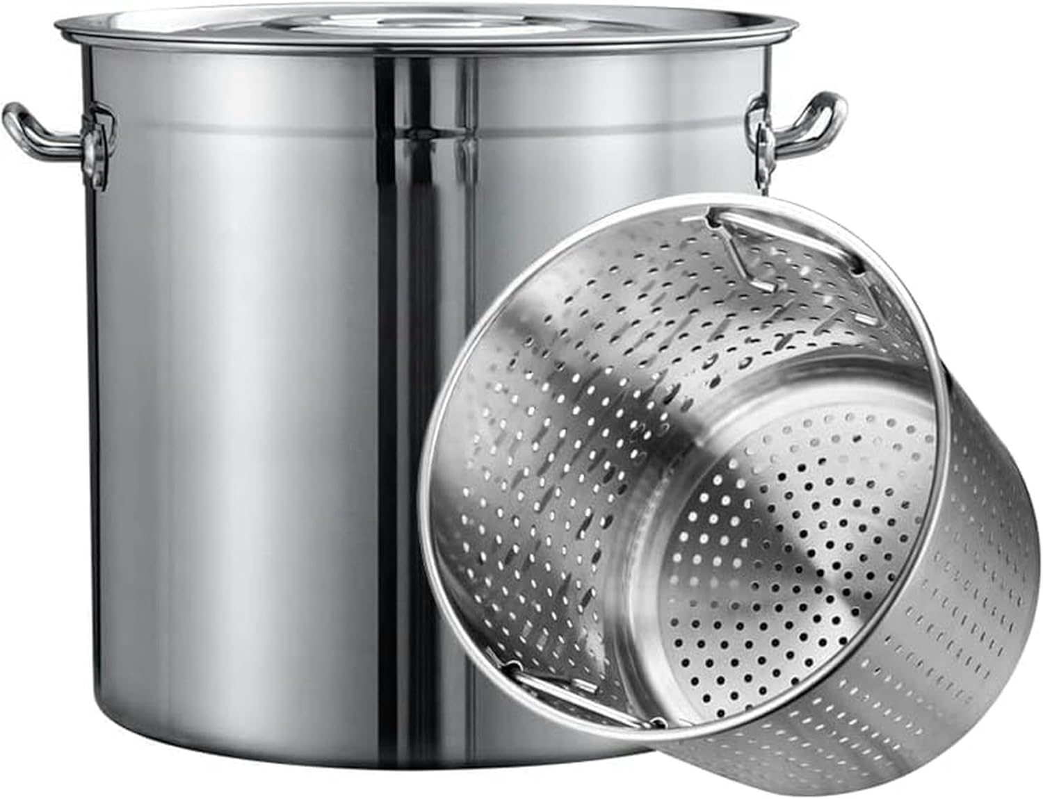 Stainless Steel Crab Seafood Boil Pot with Strainer Basket & Lid - 30L/50L/70L Heavy Duty Outdoor Turkey Fryer Pot for Lobster, Shrimp, Crawfish Boil (40x40cm)