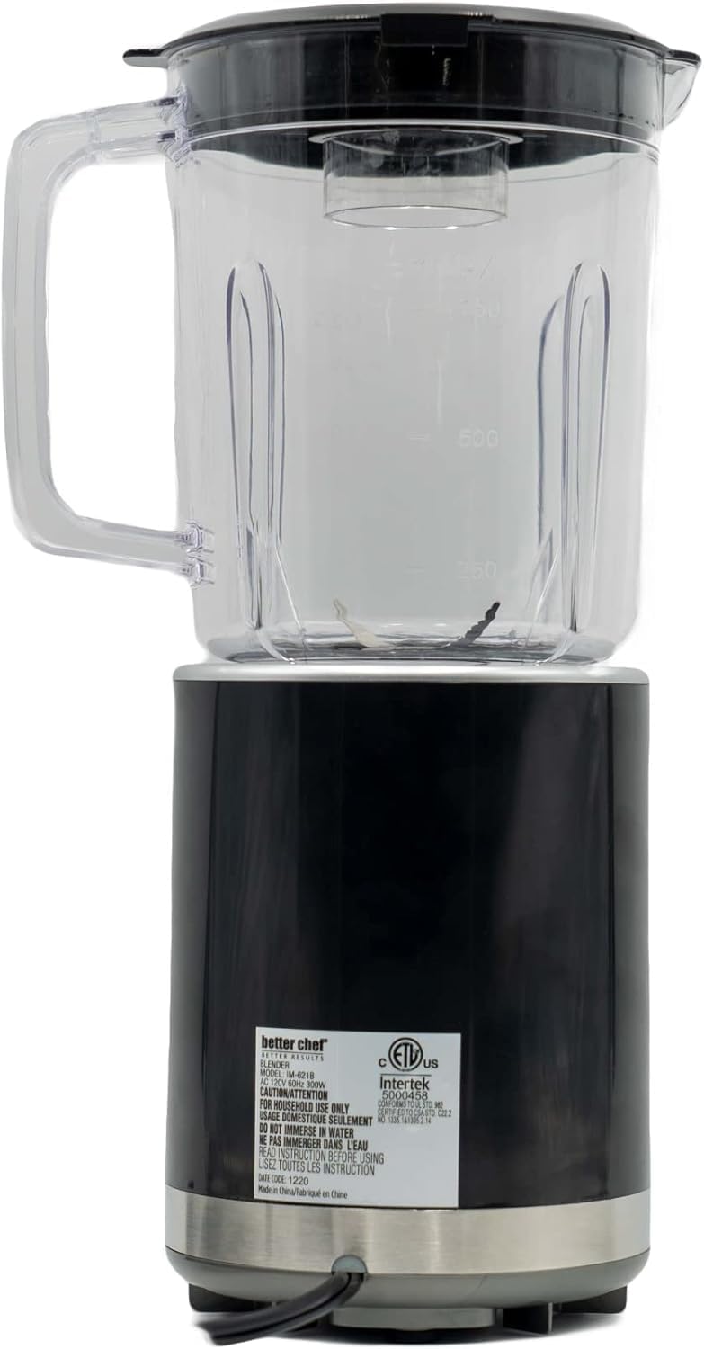 Better Chef 3 Cup Compact Blender with 300-Watt Ice Crushing Power, BPA-Free 25 Oz Blender Cup, Black