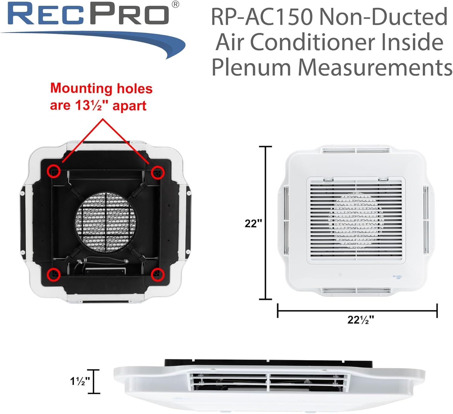 RecPro RV Air Conditioner 15K Quiet Low Profile AC Unit with Heat Pump | Condensate Pump & Remote Control | Ducted & Non-Ducted | Black or White | Slim Rooftop Design (Black, Non-Ducted)