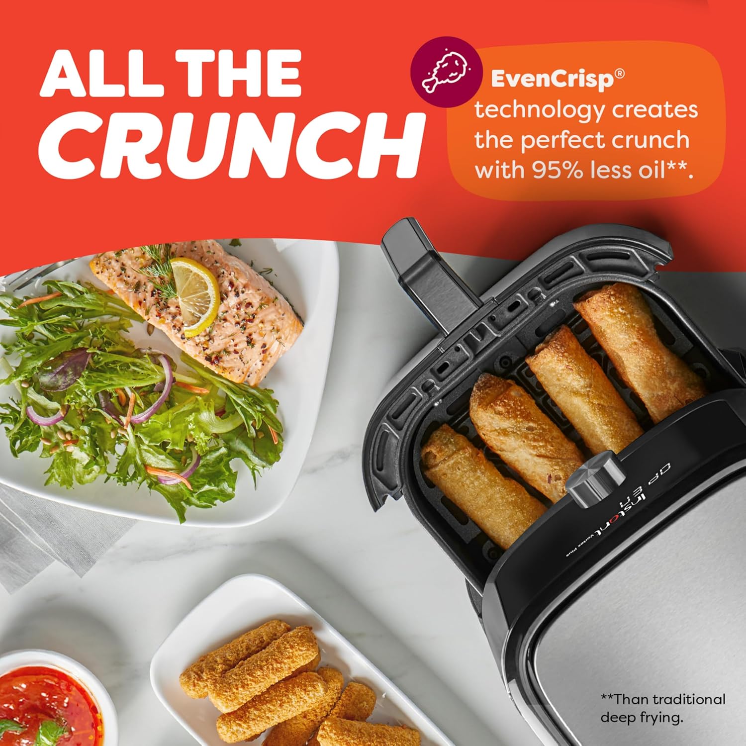 Instant Pot 6QT VORTEX Plus Air Fryer, 6-in-1, Air Fry, Broil, Dehydrate, Crisp, Roast, Reheat, Bake, Dishwasher-Safe Airfryer basket, from the Makers of Instant Pot, Stainless Steel