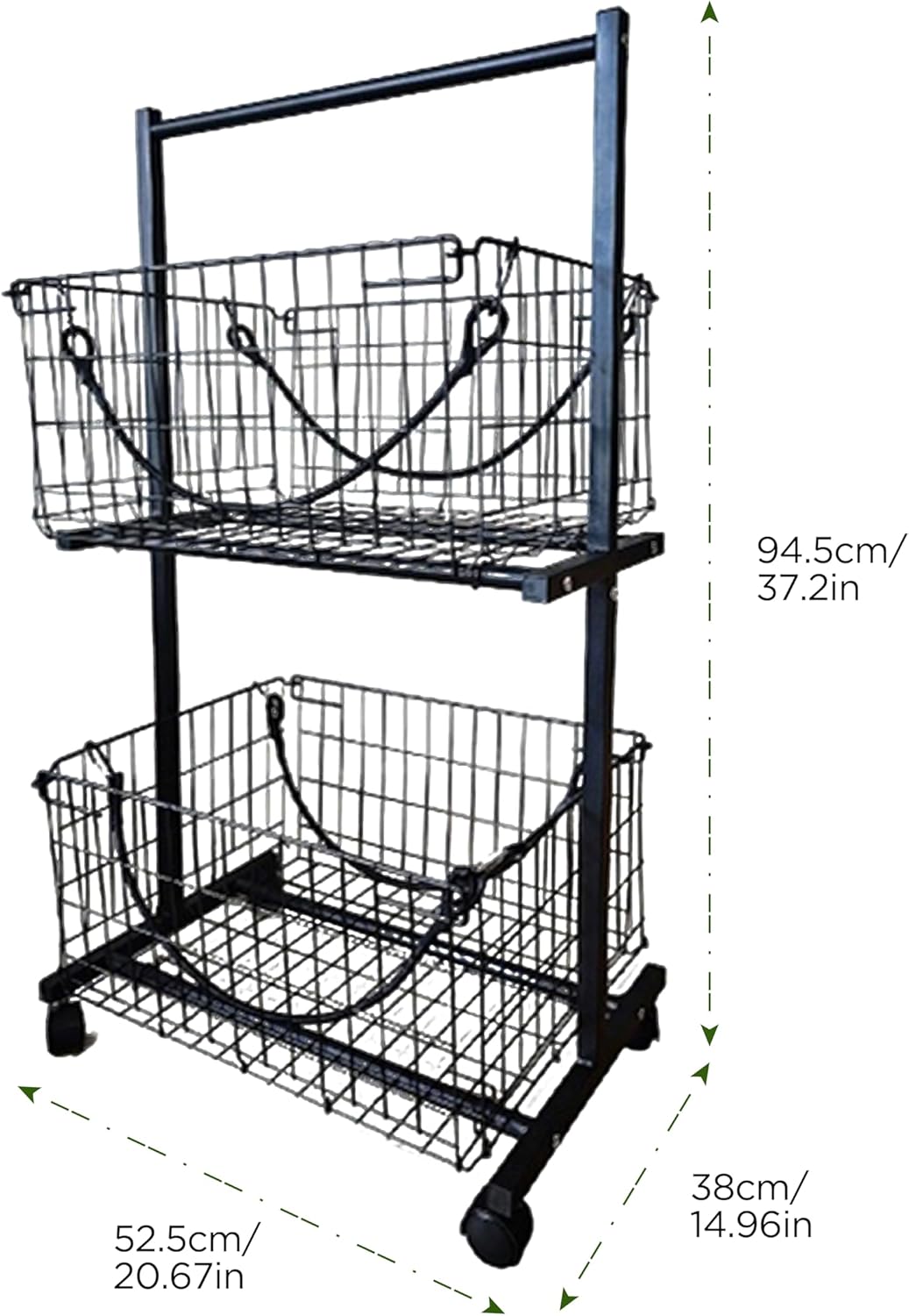 2 Tier Laundry Basket with Wheels & Removable Wire Laundry Cart, Space-Saving Vertical Laundry Sorter Cart on Lockable Wheels, Rolling Hamper Organizer for Laundry Room, Bathroom, Bedroom (Black)