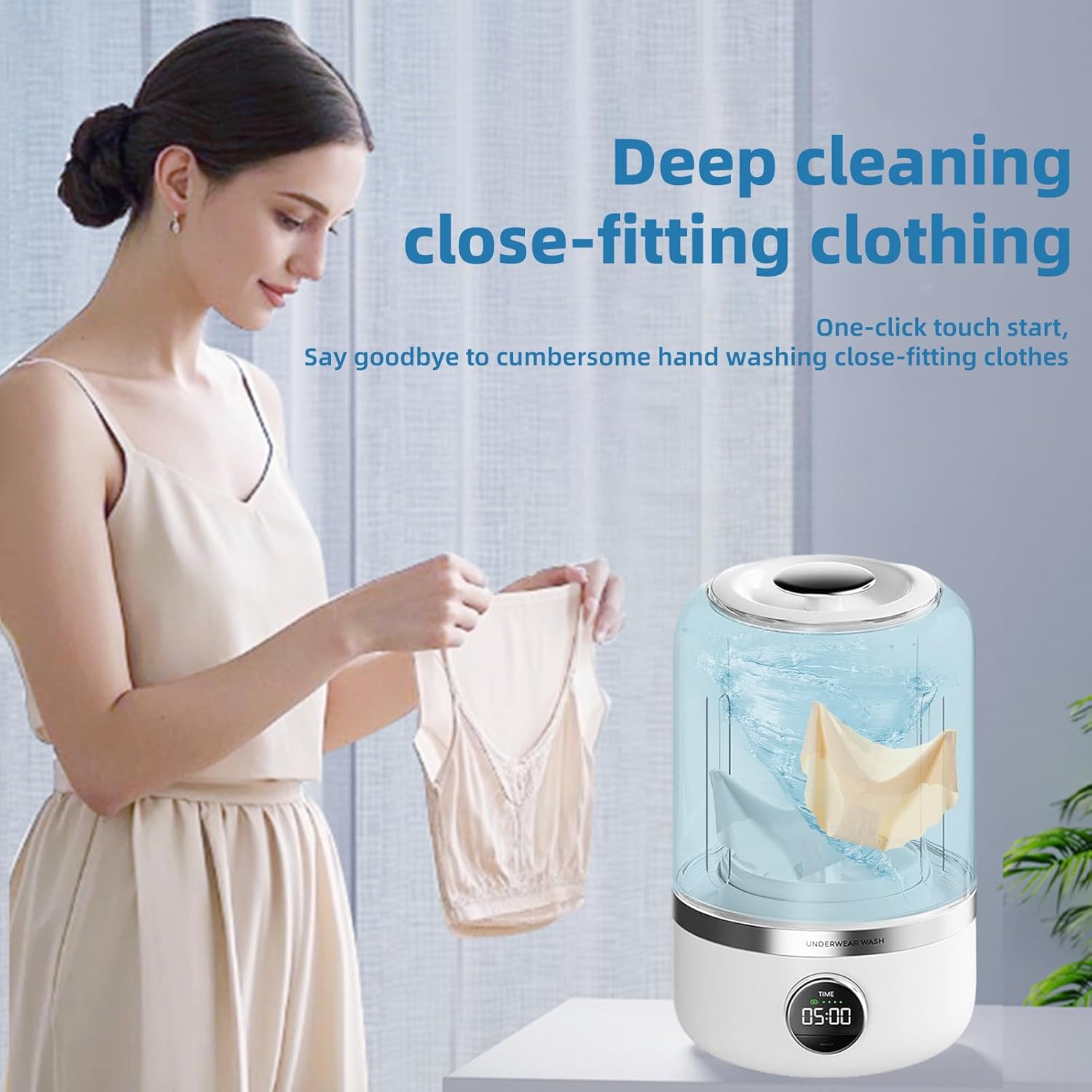 Underwear Washer, Portable Rechargeable Mini Ultrasonic Washing Machine for Underwear, Cordless Small Laundry Machine for Underwears Socks, Mini Design for Apartment Camping Travel