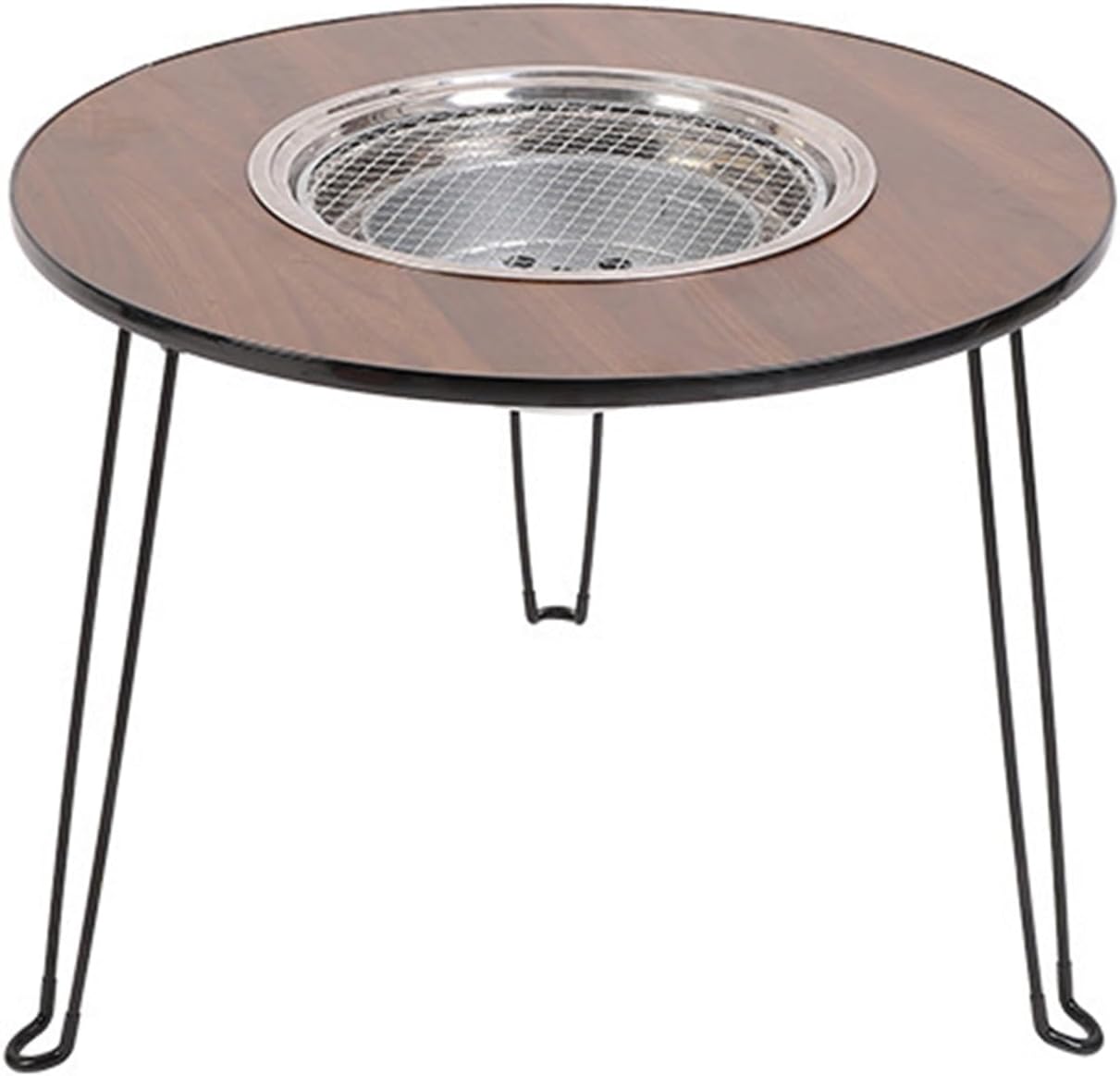 Multifunctional Fire Pit Table, Portable & Folding BBQ& Outdoor Wood Burning Firepit with Cooking Grate and Fire Tongs for Camping, Bonfire & Outdoor Heating