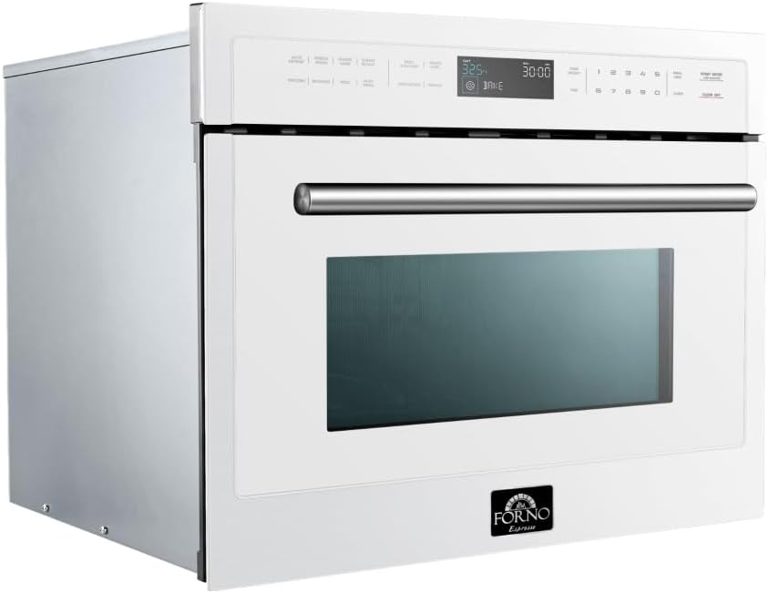 FORNO Oliena Espresso White 24″ 1750 Watt Compact Oven & 1000 Watt Microwave, 1.6 cu. ft.