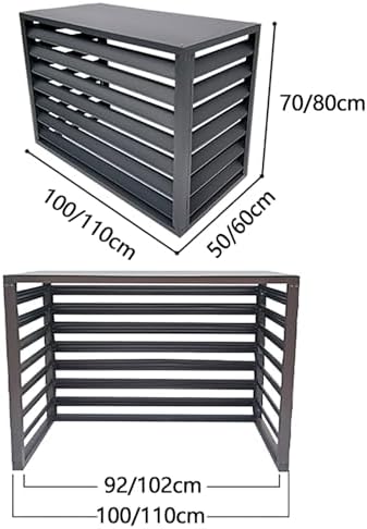 Aluminum Central Air Conditioner Protection Cover For Outside Units, Outdoor Freestanding Privacy Screen Fence Panels Trash Can Enclosure Flower Stand Decorative Outdoor AC Unit Cover ( Color : Grey