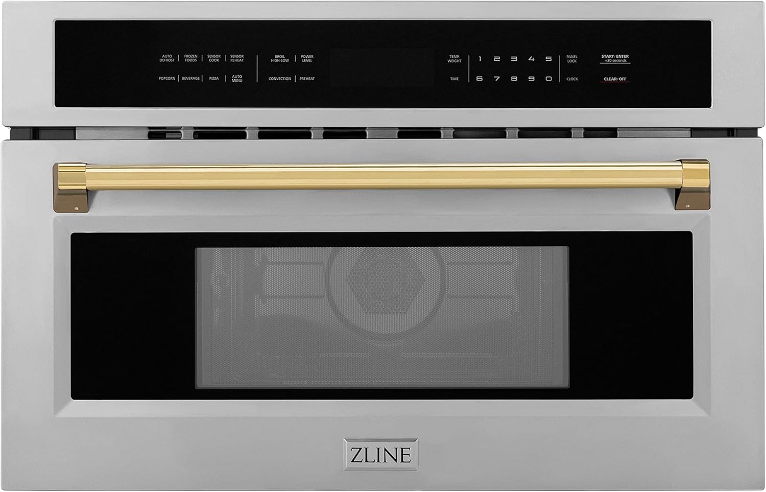 ZLINE Autograph Edition 30” 1.6 cu ft. Built-in Convection Microwave Oven in Stainless Steel and Gold Accents