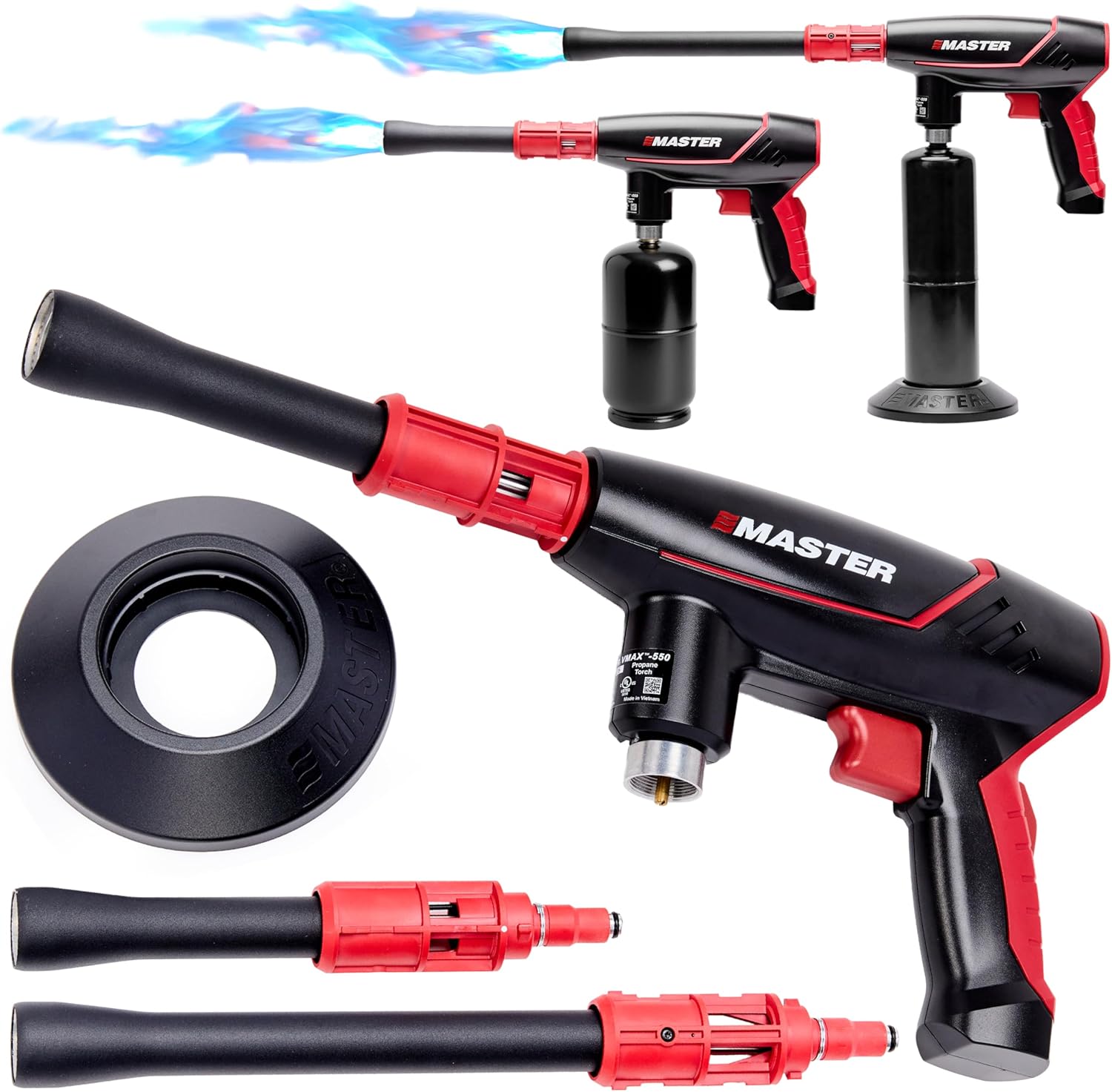 MASTER APPLIANCE VMAX-550 2-in-1 Propane Torch - High Powered Grill Gun & Fire Pit Starter - Self-Igniting Flame for BBQ's, Charcoal, Campfires & Sous Vide - Pro Grade Design, Engineered in USA