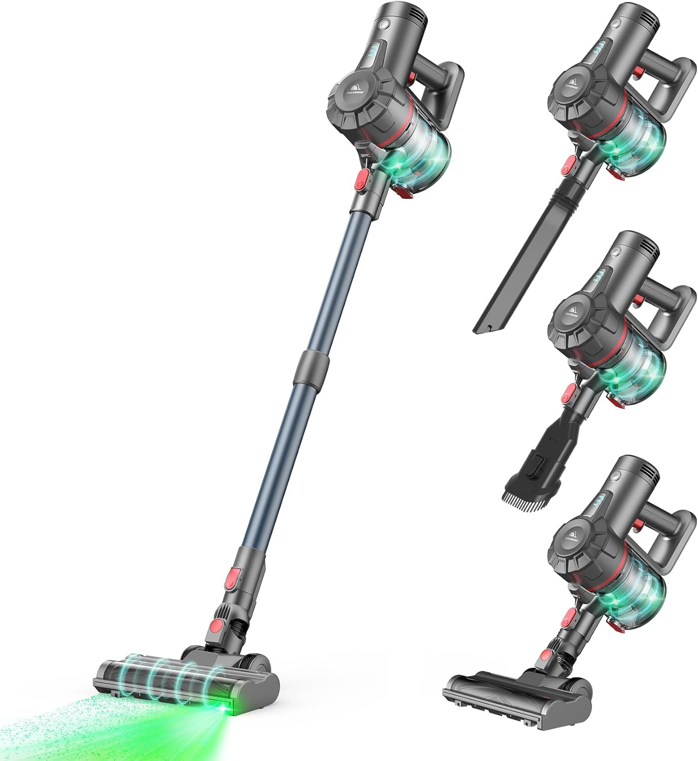 Cordless Vacuum Cleaners for Home,Stick Vacuum with Powerful Suction 45Mins Runtime, Self-Standing Stick Vacuum with LED Headlights, 6 in 1 Lightweight Handheld Vac for Pet Hair Carpet Hard Floors