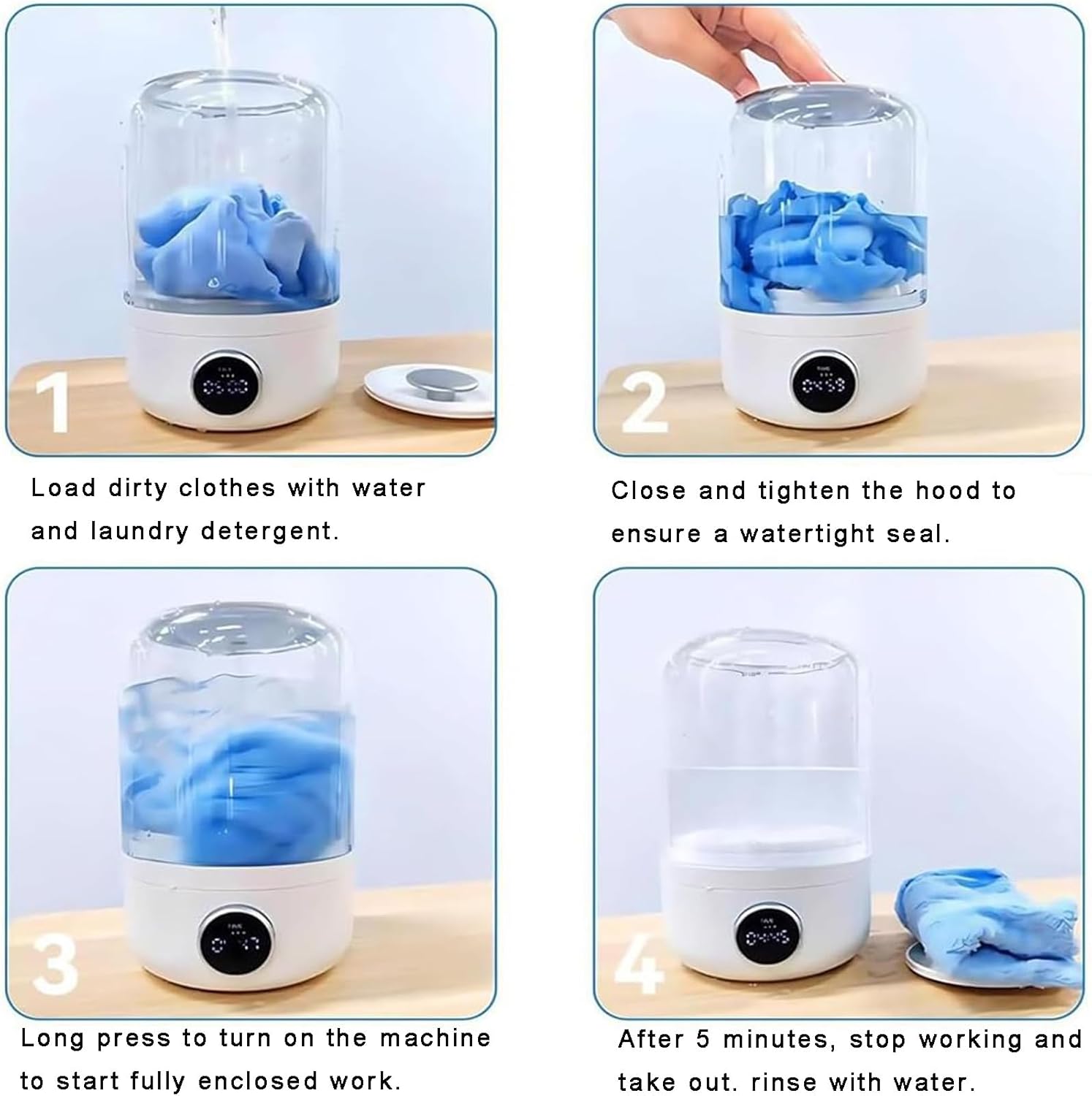 Underwear Washer,Portable Rechargeable Cordless Mini Washing Machine,Small Laundry Machine Ideal for Home, Apartment, Travel, Camping (White)