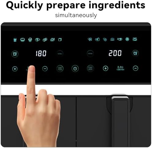 8 Quart Dual Basket Air Fryer - Digital Touchscreen, Smart Sync Finish,Auto Shutoff, 2 Independent 4QT Nonstick Dishwasher-Safe Frying Baskets - Digital Double Air Fryer
