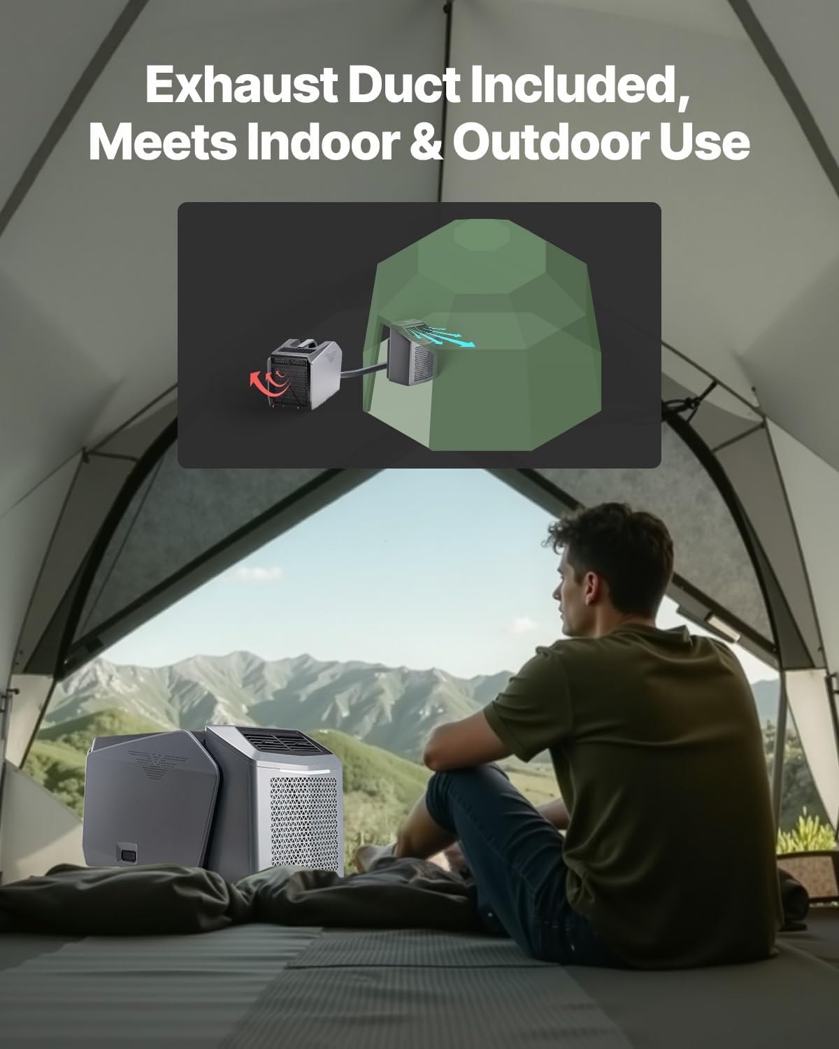 VEVOR Portable Air Conditioner, 5000 BTU 3-Speed Air Conditioning Unit with 24H Timer, Air Portable AC Adjustable from 16-32℃, Compatible with AC/DC 48V for Outdoor Tent Camping, RVs or Home Use, Grey