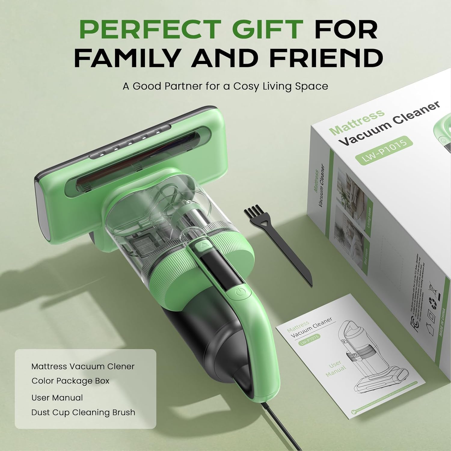 Mattress Vacuum Cleaner Bed Vacuum Versatile Handheld Vacuums with 500W 18Kpa Power Suction & 253.7nm U-V-C Light & Heating Tech & 30000 RPM/Min Brush Roll Rotation Corded