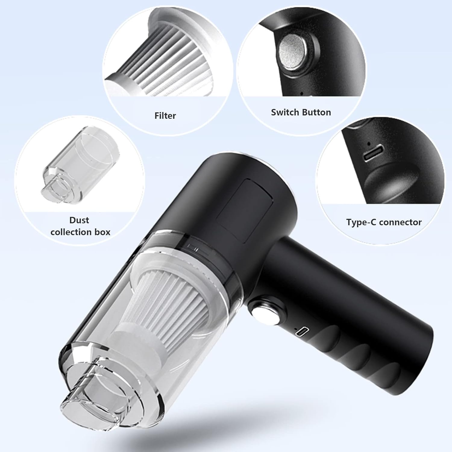 120W Powerful Suction Cordless Handheld Small Car Vacuum Cleaner - USB Rechargeable Multifunctional Portable Wet and Dry Vacuum Cleaner Tools for Home Car Office Pet Kitchen