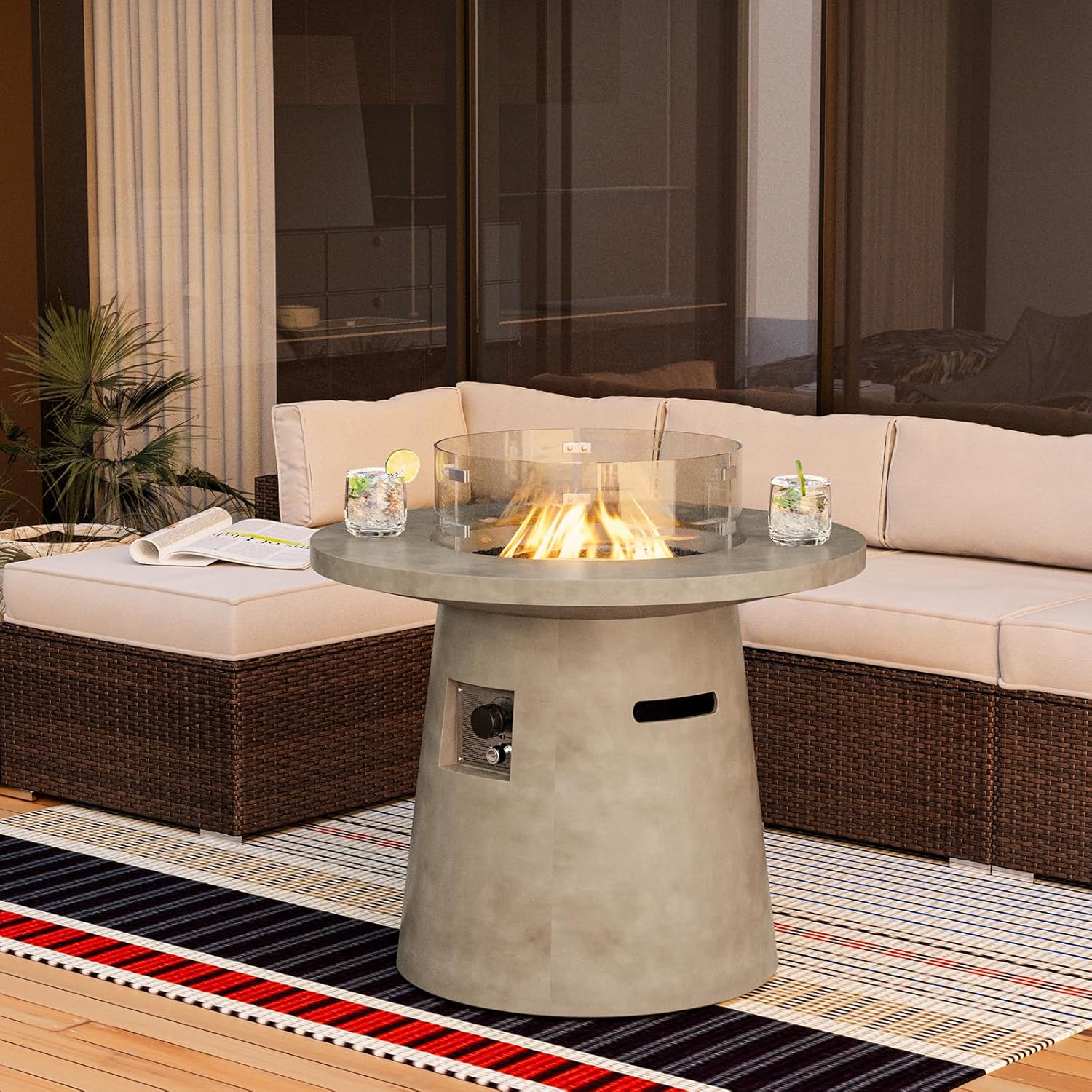 SUNBURY Outdoor Propane Fire Pit Table, 31.5