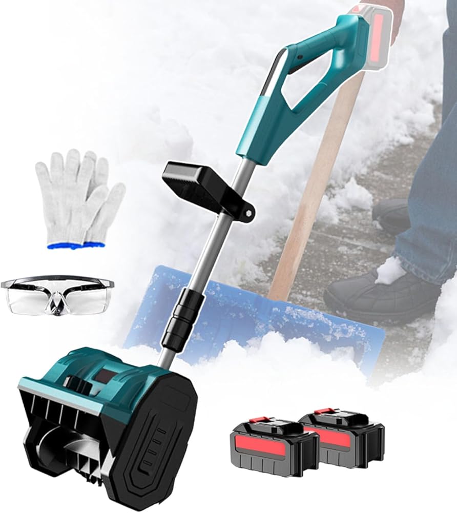 Cordless Rechargeable Snow Shovel,2200 RPM,Winter Road Snow Removal Tool,45° Adjustable Direction & 30 cm Clearing Width,Handheld Electric Snow Blower (2batteries 4500mAh)