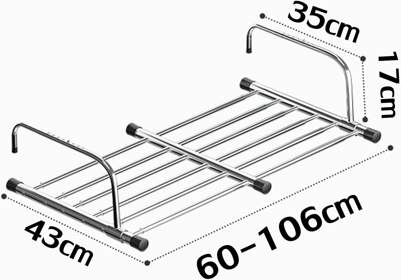 Clothes Airer Balcony Drying Rack Stainless Steel Clothes Dryer Folding Shoes Rack, Foldable Portable Space Saving Clothes Drying Rack, Extendable Clothing Dryer Rack, Si(Silver-60)