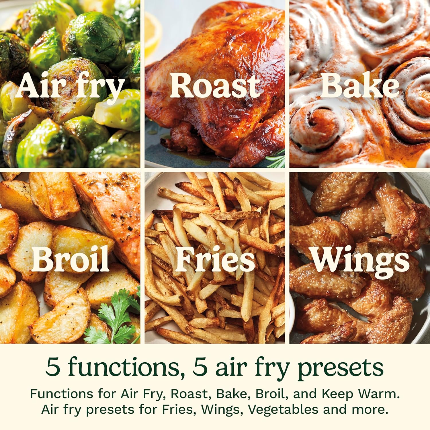 Cuisinart Air Fryer, 6-Quart Basket Large Fryer with 5 Cooking Functions to Roast, Bake, Broil, Air Fry and Keep Warm, 5 Airfryer Presets, Dishwasher-Safe Parts, AIR-200NAS, Stainless Steel & Black