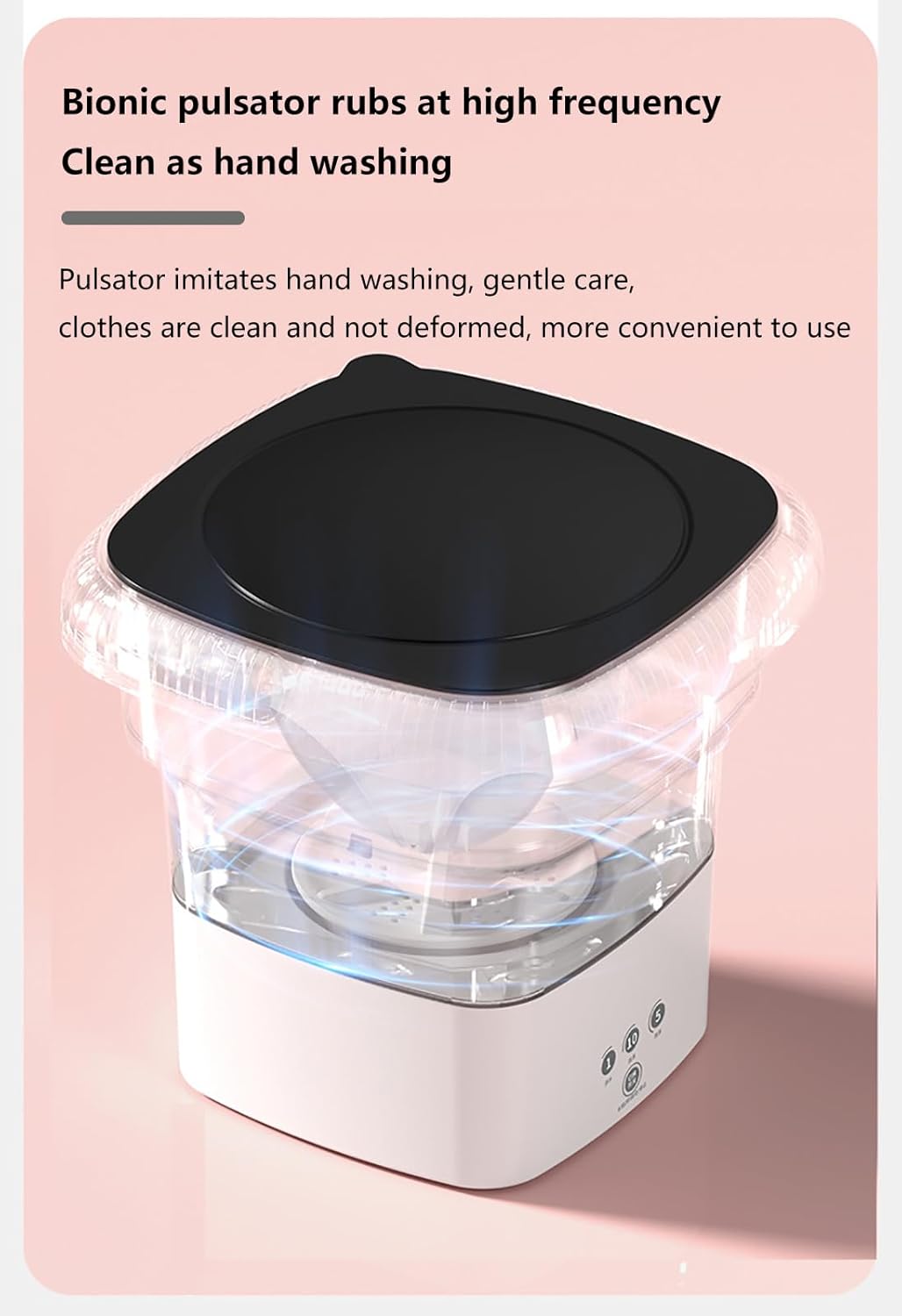 Portable Folding Washing Machine, Mini Portable Washer with Spin Dryer, Collapsible Laundry Machine for Travel & Apartments, Compact Washer for Baby Clothes & Delicates