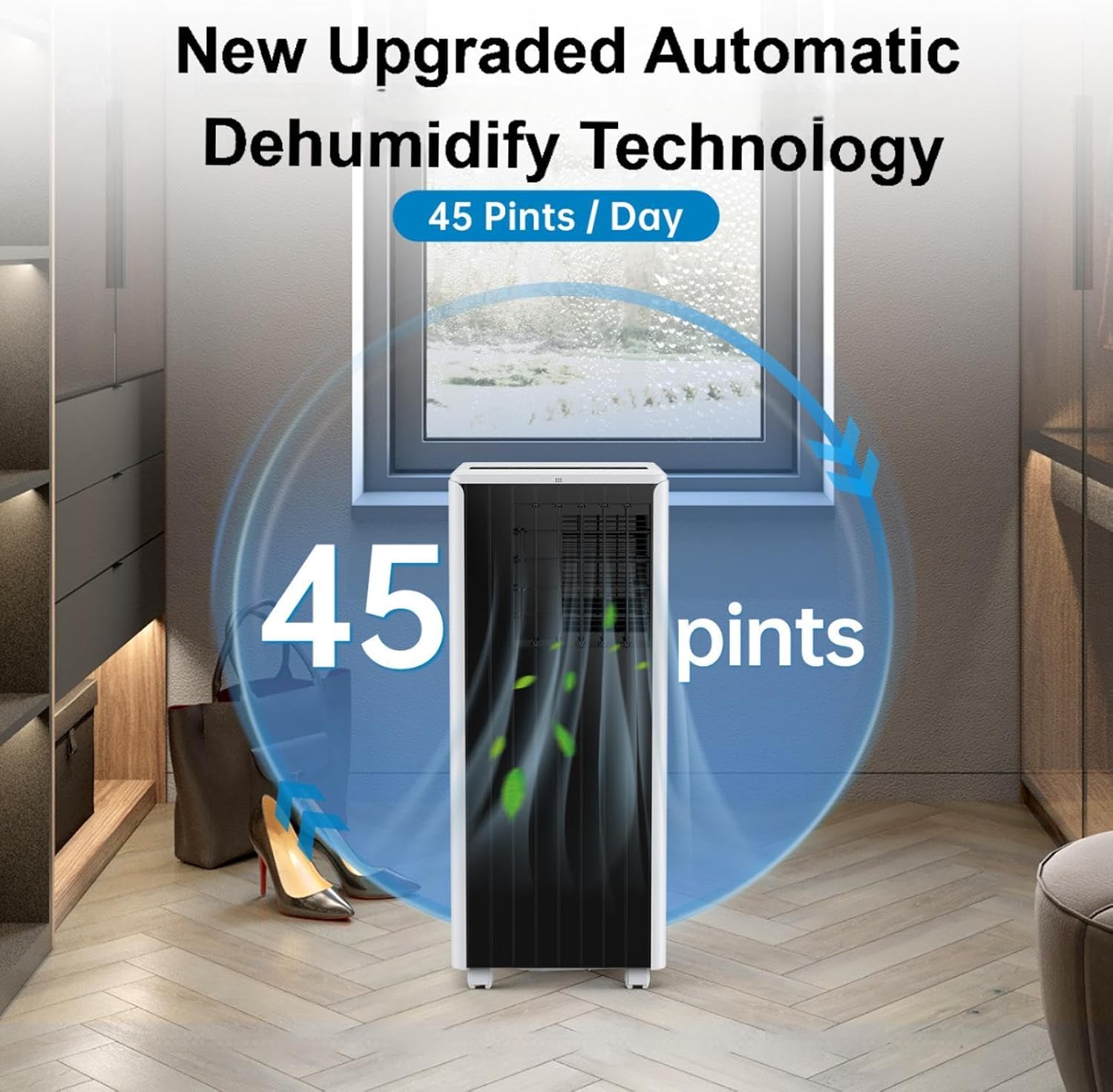 3-in-1 Air Conditioner 8000BTU Portable AC Unit Cool Up to 350 Sq.Ft, with Fan, Cool, Dehumidifier Modes, Remote and LED Control for Home, Bedroom, Office (Black)