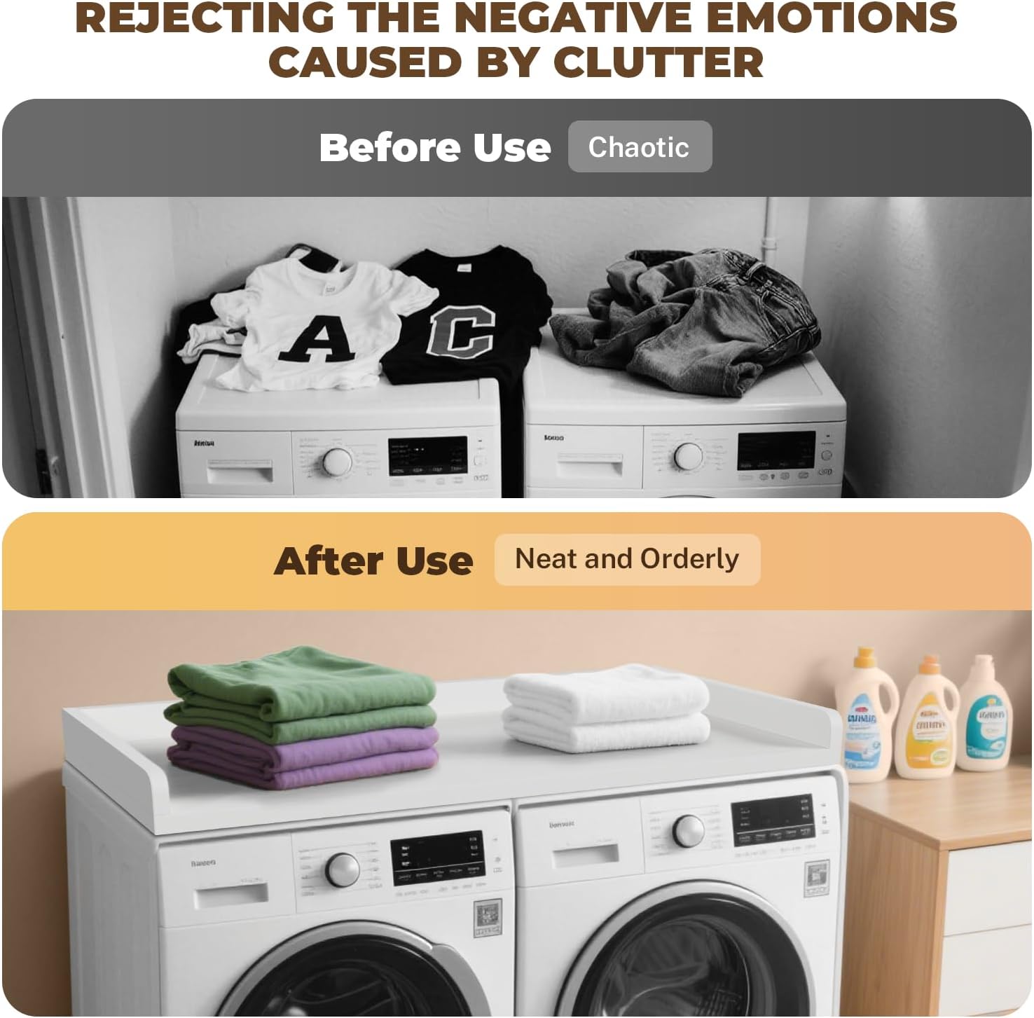 Dollate Washer Dryer Countertop with Edge, Laundry Room Shelf Topper for Washer & Dryer, 54