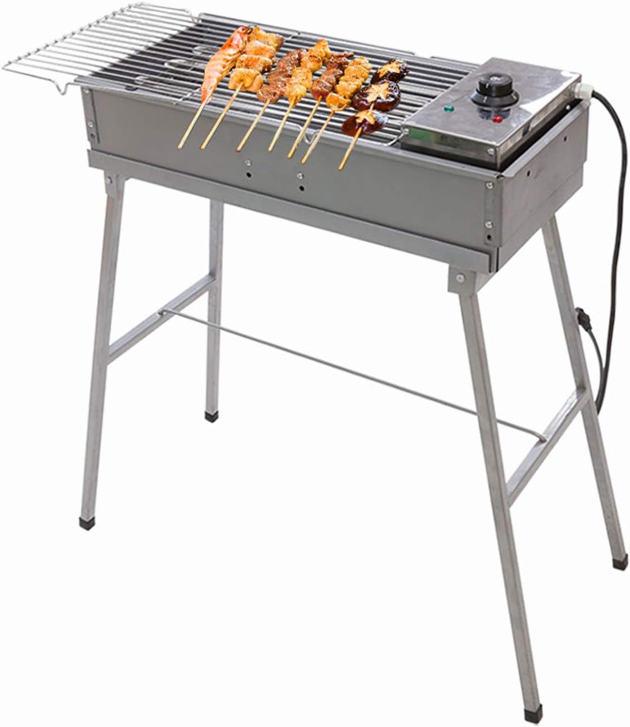 Barbecue Desk Electric and Charcoal Barbecue Grill Large Zinc Alloy BBQ Grill Indoor and Outdoor Smokeless Charcoal Grill with Strong Legs 2800W 24.4×10.6